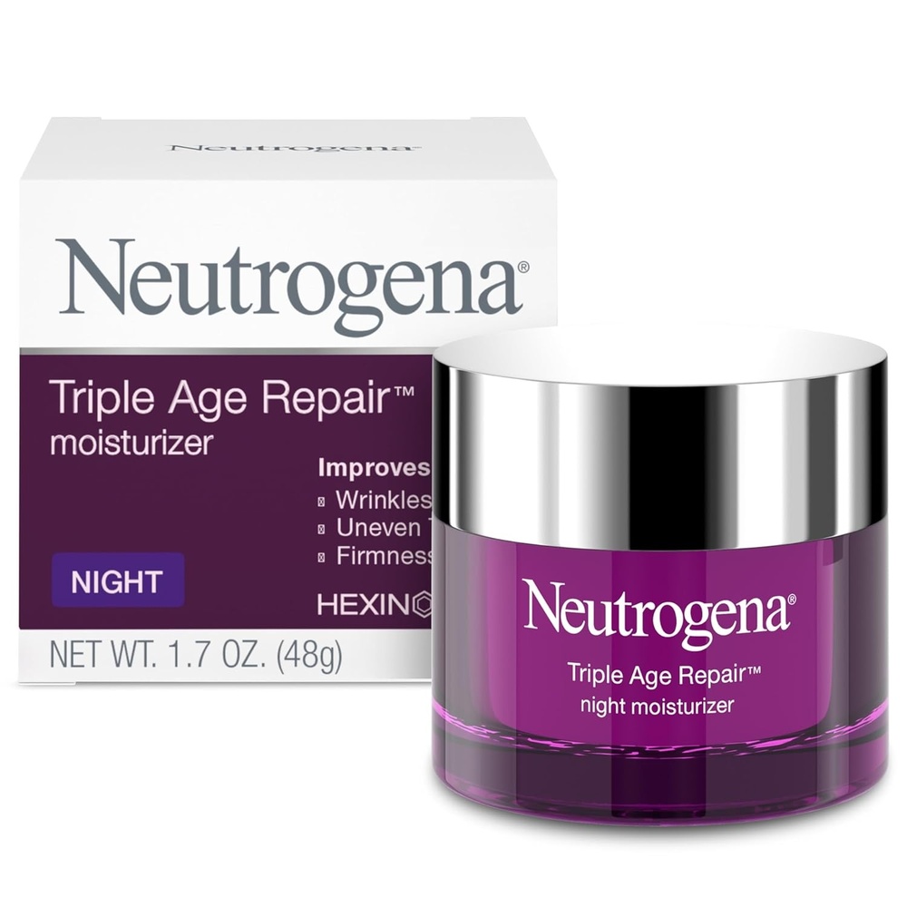 image:imageNeutrogena Triple Age Repair Night Face Moisturizer with Hexinol Technology amp Vitamin C AntiWrinkle Face Cream Visibly Reduces the look Wrinkles amp Firms Skin While You Sleep 17 oz17 Ounce Pack of 12