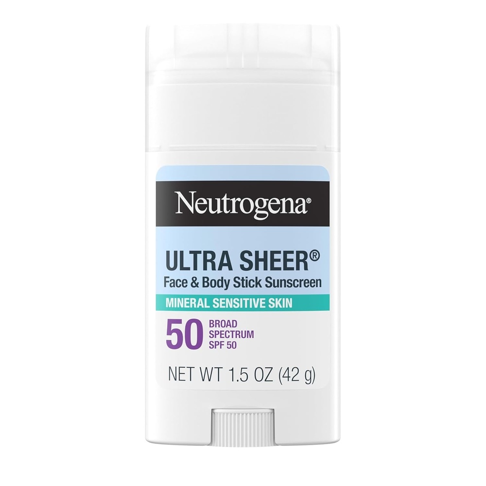 image:imageNeutrogena Ultra Sheer Dry Touch SPF 50 Mineral Sunscreen Stick for Sensitive Skin Zinc Oxide Body amp Face Sunscreen with Vitamin E No White Residue amp Vegan 15 oz15 Ounce Pack of 12