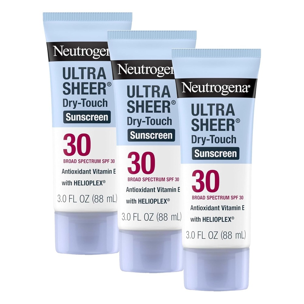 image:imageNeutrogena Ultra Sheer DryTouch Sunscreen SPF 30 for Face amp Body Lightweight Non Greasy Broad Spectrum UVAUVB Protection No White Cast Water Resistant 80 Min Travel Sunscreen Lotion 3 fl oz3 Fl Oz Pack of 3