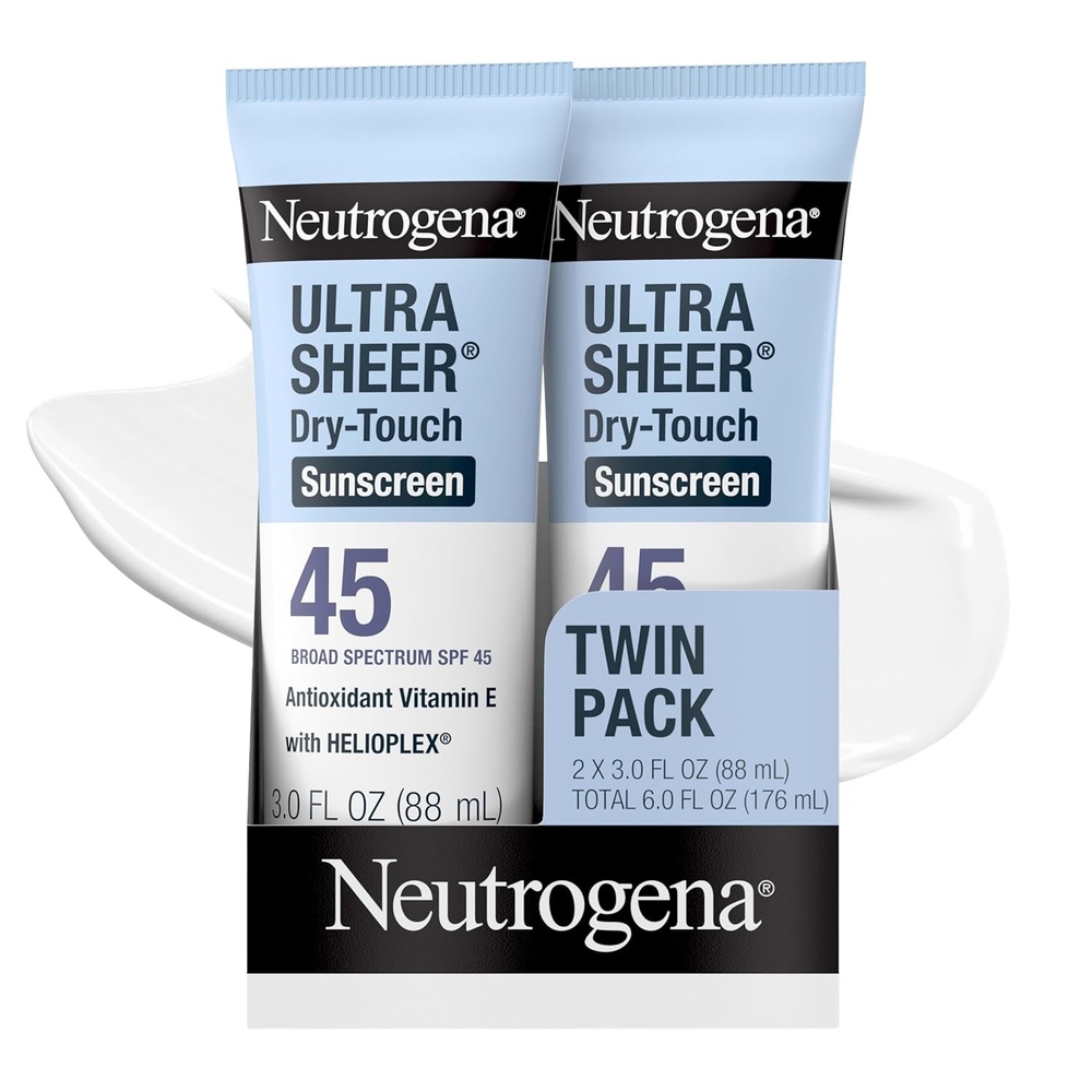 image:imageNeutrogena Ultra Sheer DryTouch Sunscreen SPF 55 for Face amp Body Lightweight Non Greasy Broad Spectrum UVAUVB Protection No White Cast Water Resistant 80 Min Travel Sunscreen Lotion 3 fl oz3 Fl Oz Pack of 2