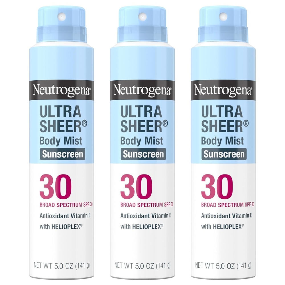 image:imageNeutrogena Ultra Sheer Sunscreen Spray SPF 30 Body Mist Lightweight NonGreasy Broad Spectrum UVAUVB Protection OilFree amp NonComedogenic Water Resistant Spray Sunscreen 80 min Pack of 3 5 oz