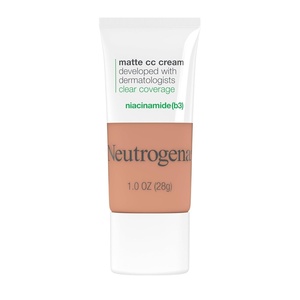 image:imageNeutrogena Clear Coverage Flawless Matte CC Cream FullCoverage Color Correcting Cream Face Makeup with Niacinamide b3 Hypoallergenic Oil Free amp Fragrance Free Sand 1 oz50 Fawn