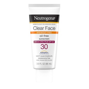 image:imageNeutrogena Clear Face Sunscreen for AcneProne Skin SPF 30 Broad Spectrum Facial Sunscreen Lotion Lightweight Non Comedogenic Oil Fragrance amp OxybenzoneFree Water Resistant 80 min 3 fl ozSPF 30