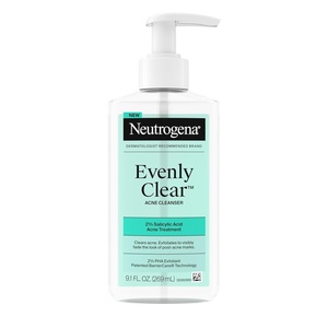 image:imageNeutrogena Evenly Clear Acne Cleanser with 2 Salicylic Acid amp 2 PHA Exfoliant Gentle Foaming Face Wash Clears Clogged Pores amp Blackheads While Visibly Fading Look of PostAcne Marks 91 fl oz