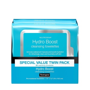 image:imageNeutrogena Hydro Boost Cleansing Wipes Makeup Remover for Face Micellar Gently Removes Oil Dirt and Waterproof Makeup Daily with Hydrating Hyaluronic Acid 25 ct50 Count Pack of 4