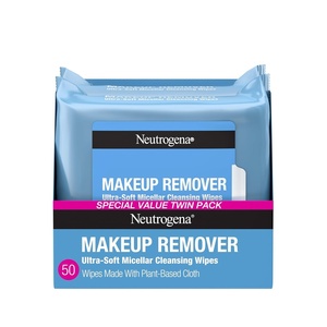 image:imageNeutrogena Makeup Remover Wipes Micellar AlcoholFree Face Towelettes Remove Waterproof Mascara amp Oil Compostable 100 PlantBased Cloth Dermatologist amp Ophthalmologist Tested Twin Pack 2 x 25 ctOriginal