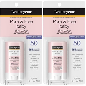 image:imageNeutrogena Pure amp Free Baby Mineral Sunscreen Stick with Broad Spectrum SPF 50 amp Zinc Oxide WaterResistant Hypoallergenic Paraben Dye amp PABAFree Baby Face amp Body Sunscreen 047 oz047 Ounce Pack of 2