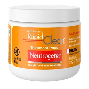 image:imageNeutrogena Rapid Clear Acne Treatment Pads with Salicylic Acid Facial Cleanser for Face Cleansing and Oil Removal Helps Fight Pimples 60 Count Resealable Jar60 Count Pack of 1