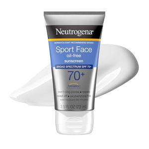 image:imageNeutrogena Sport Face Sunscreen Lotion SPF 70 Oil Free Sweat and WaterResistant Broad Spectrum UVA UVB Protection OxybenzoneFree for Active Lifestyles 25 fl ozSPF 70