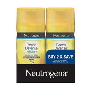 image:imageNeutrogena Sunscreen Lotion Beach Defense SPF 70 Face and Body Sunscreen Hawaii Reef Act 104 Compliant Octinoxate amp Oxybenzone Free Oil Free Fast Absorbing Sun Care 67 fl oz Twin Pack