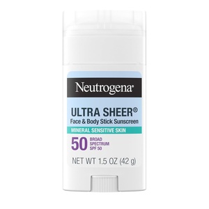 image:imageNeutrogena Ultra Sheer Dry Touch SPF 50 Mineral Sunscreen Stick for Sensitive Skin Zinc Oxide Body amp Face Sunscreen with Vitamin E No White Residue amp Vegan 15 oz15 Ounce Pack of 12