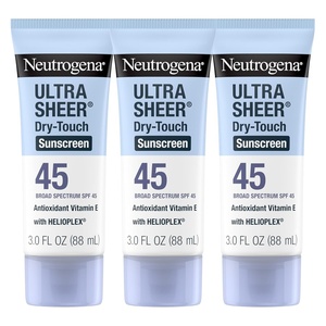 image:imageNeutrogena Ultra Sheer DryTouch Sunscreen For Face amp Body SPF 45 Broad Spectrum UVAUVB Protection Lightweight Water Resistant amp NonGreasy Travel Size Sunscreen 3 fl oz Pack of 3
