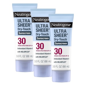 image:imageNeutrogena Ultra Sheer DryTouch Sunscreen SPF 30 for Face amp Body Lightweight Non Greasy Broad Spectrum UVAUVB Protection No White Cast Water Resistant 80 Min Travel Sunscreen Lotion 3 fl oz3 Fl Oz Pack of 3