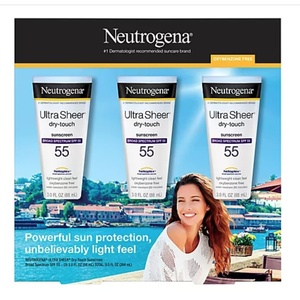 image:imageNeutrogena Ultra Sheer DryTouch Sunscreen SPF 55 for Face amp Body Lightweight Non Greasy Broad Spectrum UVAUVB Protection No White Cast Water Resistant 80 Min Travel Sunscreen Lotion 3 fl oz9 Fl Oz Pack of 1