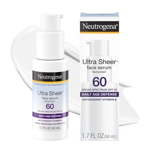 image:imageNeutrogena Ultra Sheer Face Sunscreen with Vitamin E and SPF 60 Sunscreen for Face with Broad Spectrum UvaUvb Protection FragranceFree OxybenzoneFree WaterResistant 80 minutes 503 mL17 Fl Oz Pack of 1