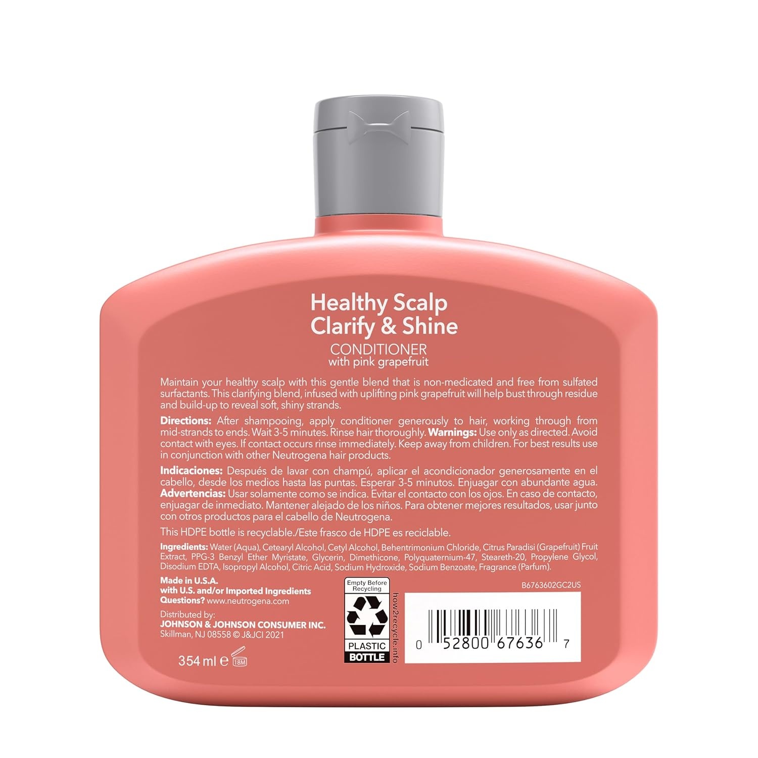 image:imageNeutrogena Exfoliating Healthy Scalp Clarify amp Shine Conditioner for Oily Hair and Scalp AntiResidue Conditioner with Pink Grapefruit Paraben amp PhthalateFree ColorSafe 12 Fl Oz12 Ounce Pack of 1