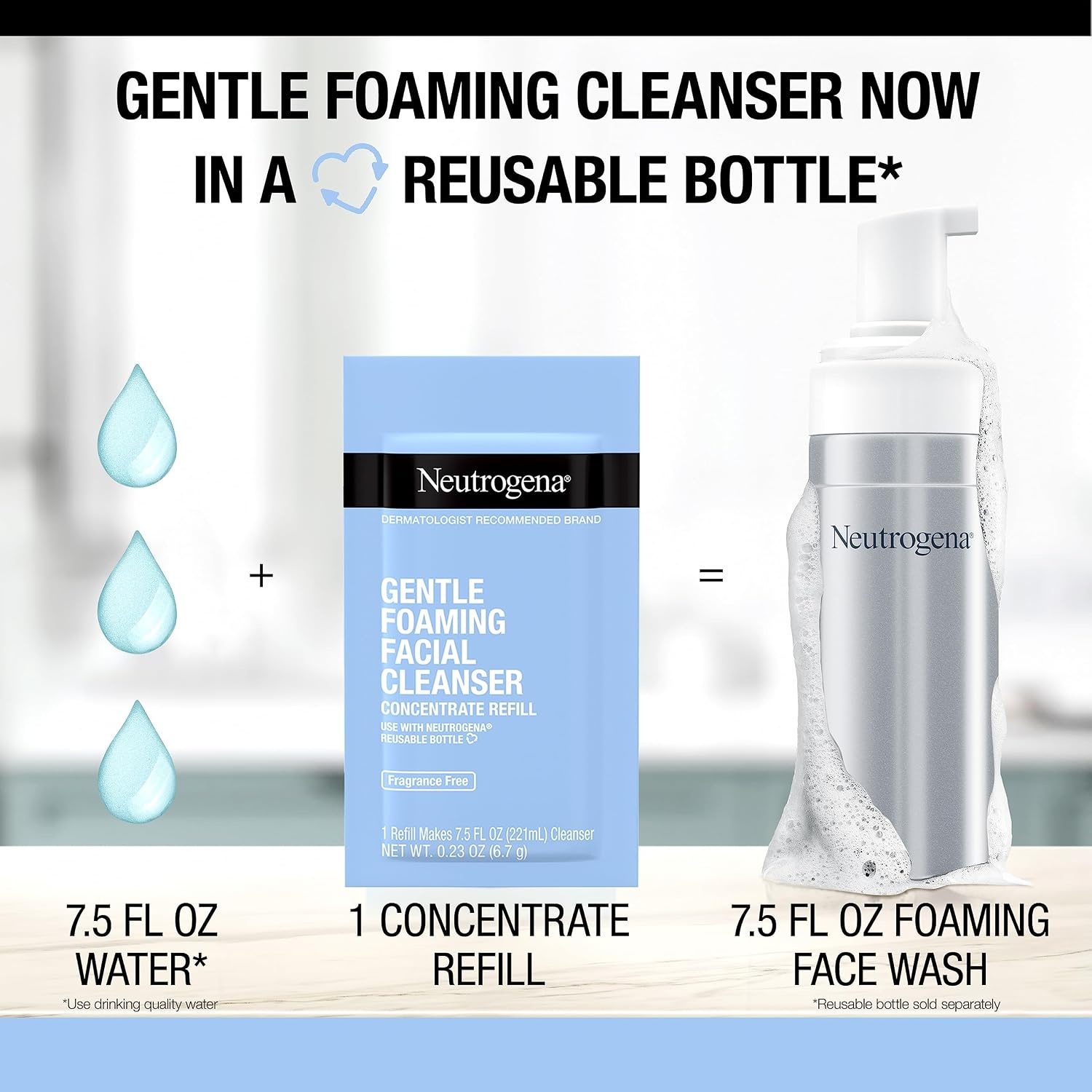 image:imageNeutrogena Gentle Foaming Facial Cleanser Concentrate 750 Oz Pack of 6 Sensitive Skin FragranceFree NonComedogenic Gently Cleanses to Remove Dirt Oil amp Makeup75 Fl Oz Pack of 2