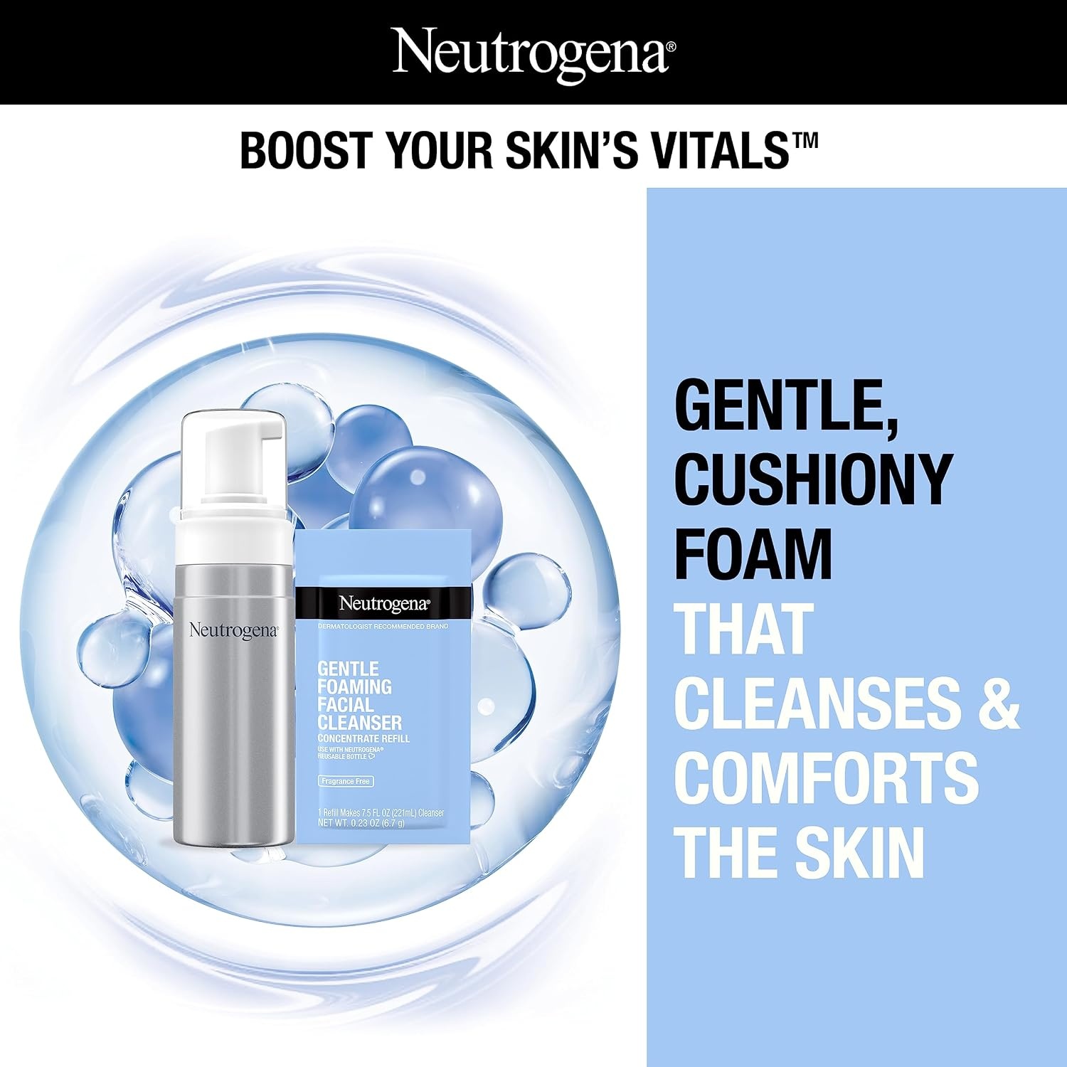 image:imageNeutrogena Gentle Foaming Facial Cleanser Concentrate 750 Oz Pack of 6 Sensitive Skin FragranceFree NonComedogenic Gently Cleanses to Remove Dirt Oil amp Makeup75 Fl Oz Pack of 1