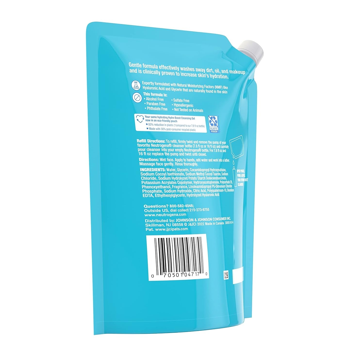 image:imageNeutrogena Hydro Boost Lightweight Hydrating Facial Cleansing Gel Gentle Face Wash amp Makeup Remover with Hyaluronic Acid Hypoallergenic amp Non Comedogenic Refill Pouch 16 fl oz16 Fl Oz Pack of 1