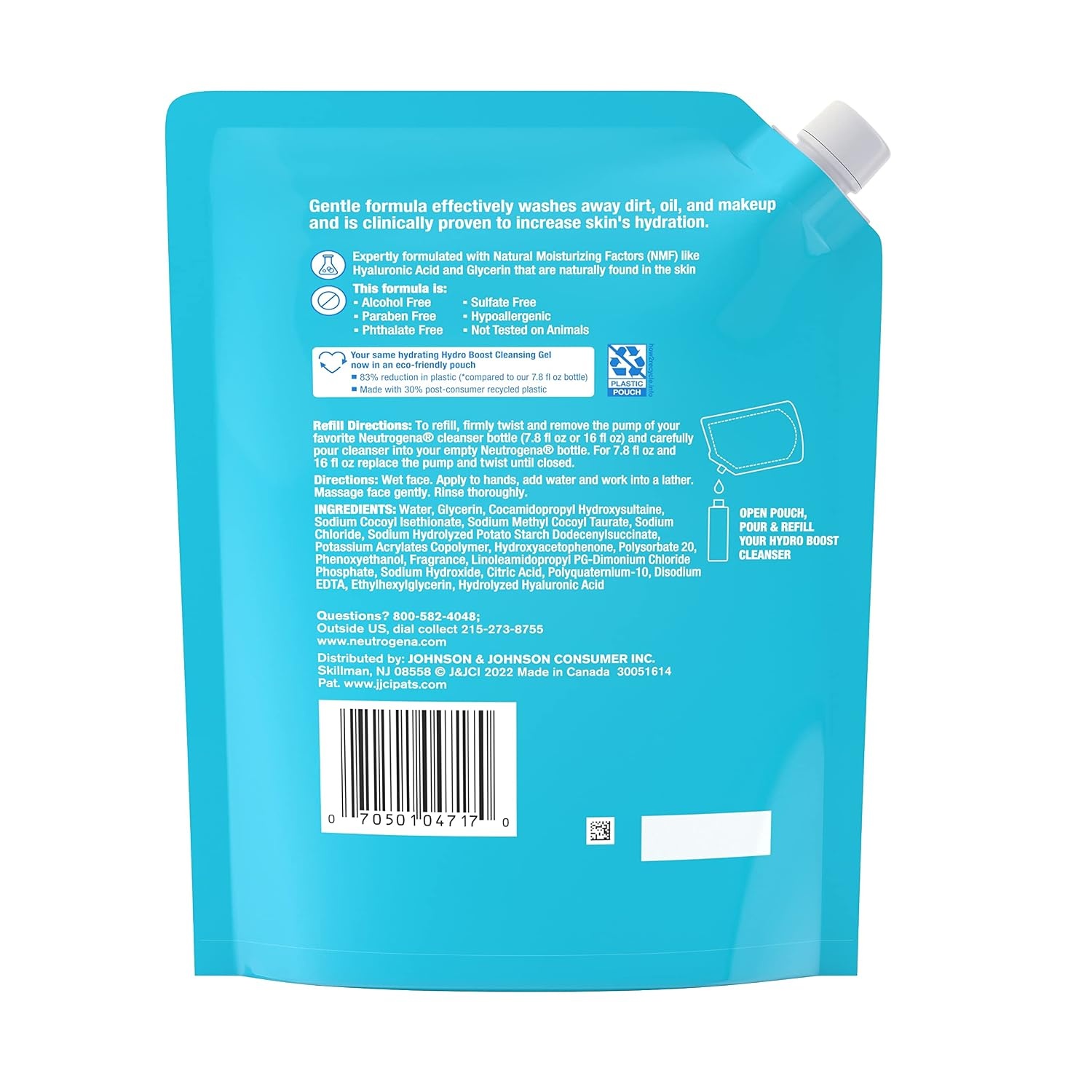 image:imageNeutrogena Hydro Boost Lightweight Hydrating Facial Cleansing Gel Gentle Face Wash amp Makeup Remover with Hyaluronic Acid Hypoallergenic amp Non Comedogenic Refill Pouch 16 fl oz16 Fl Oz Pack of 1