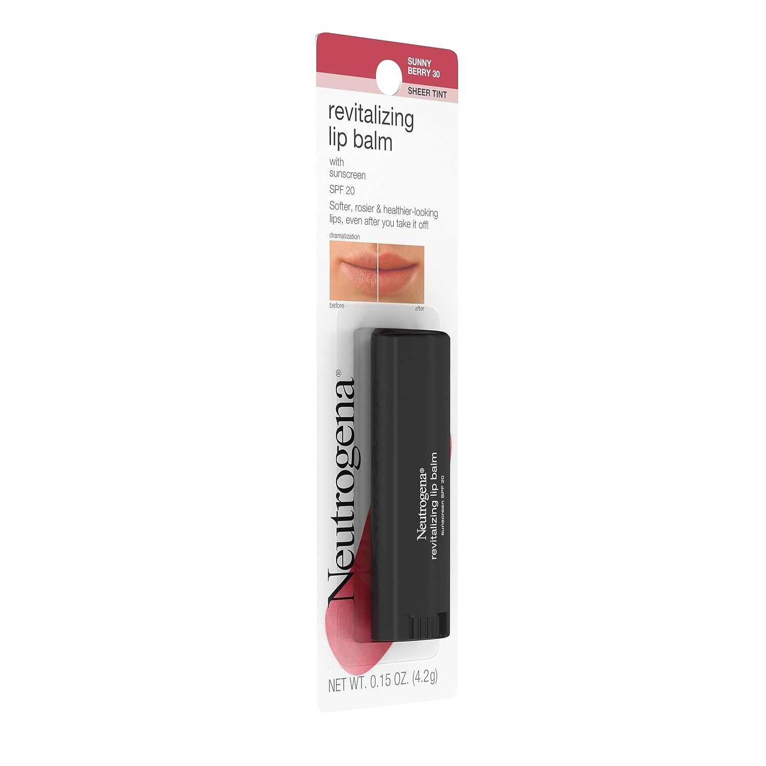 image:imageNeutrogena Revitalizing Tinted Lip Balm Broad Spectrum SPF 20 Sunscreen Moisturizing Lip Balm with a Sheer Tint for Softer Smoother HealthierLooking Lips Sheer Sunny Berry 30 15 oz015 Ounce Pack of 2