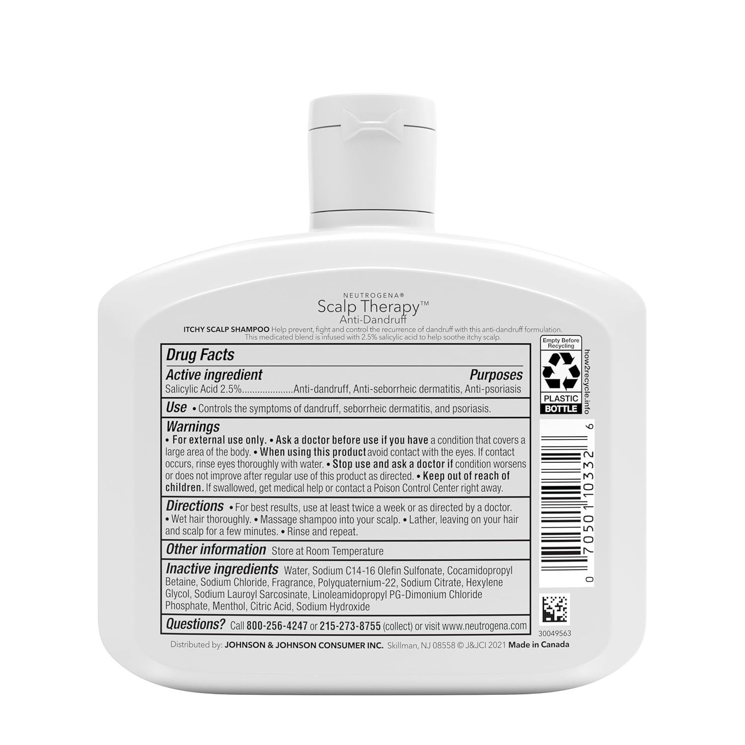 image:imageNeutrogena Scalp Therapy AntiDandruff Shampoo for Itchy Scalp 25 salicylic acid with Peppermint Fragrance 12 fl oz