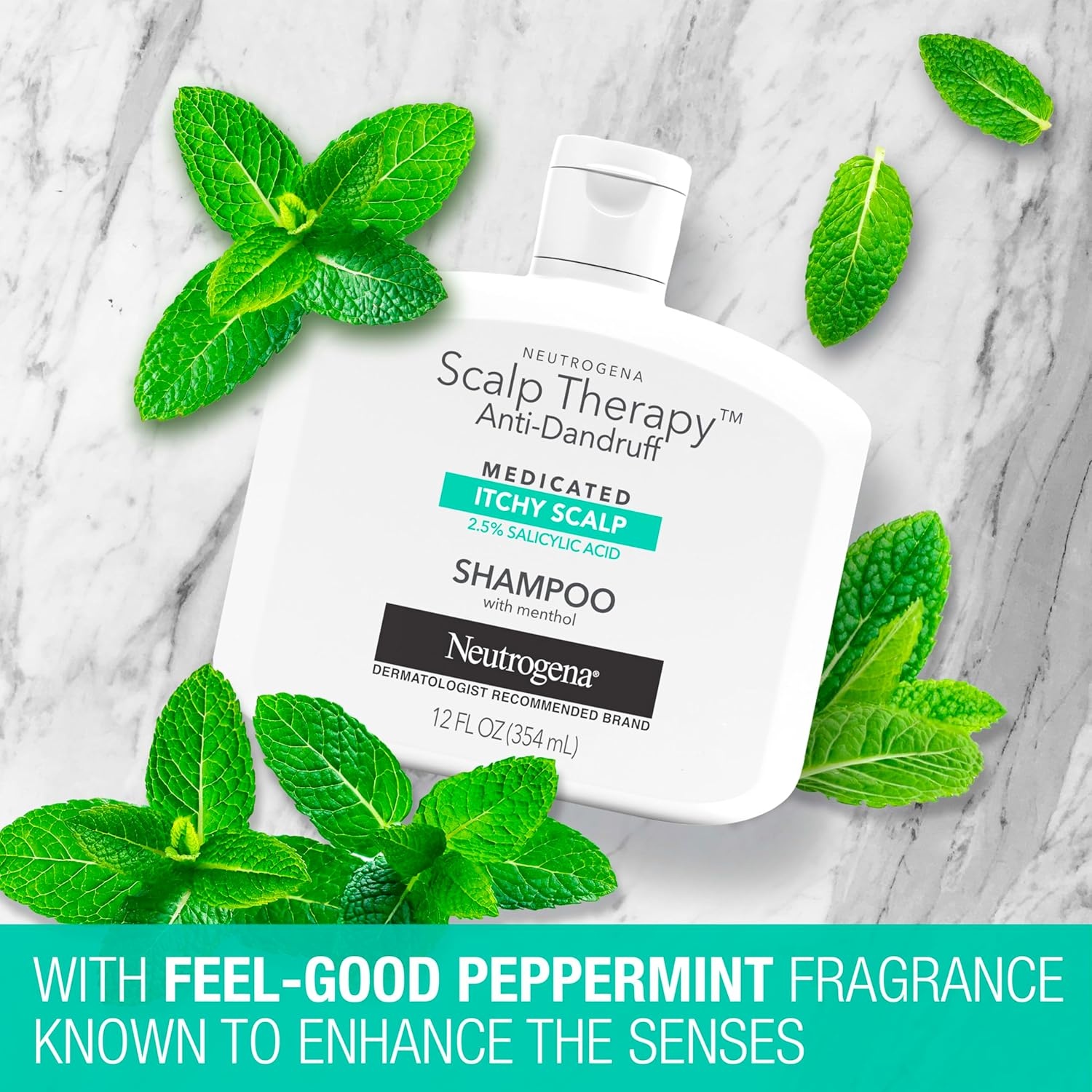 image:imageNeutrogena Scalp Therapy AntiDandruff Shampoo for Itchy Scalp 25 salicylic acid with Peppermint Fragrance 12 fl oz
