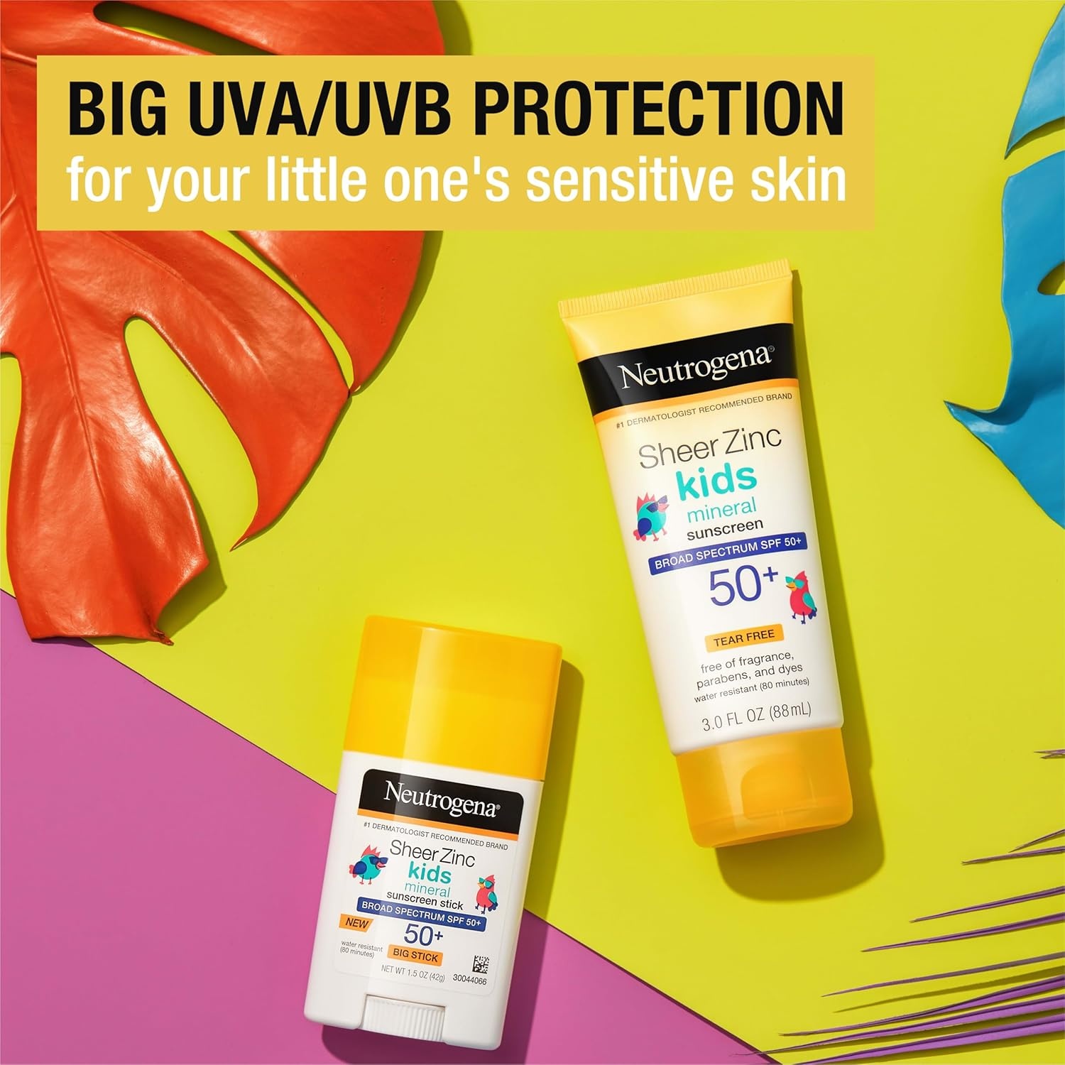 image:imageNeutrogena Sheer Zinc Oxide Kids Mineral Sunscreen Stick SPF 50 Plus UVAUVB Broad Spectrum Protection WaterResistant Sunscreen Stick Gentle on Sensitive Skin Dermatologist Recommended 15 ozNEUTROGENA SHEER ZINC