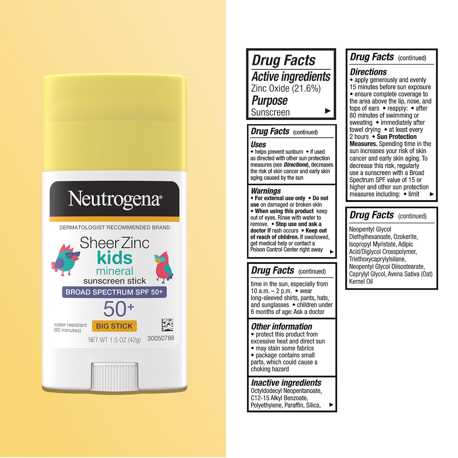 image:imageNeutrogena Sheer Zinc Oxide Kids Mineral Sunscreen Stick SPF 50 Plus UVAUVB Broad Spectrum Protection WaterResistant Sunscreen Stick Gentle on Sensitive Skin Dermatologist Recommended 15 ozNEUTROGENA SHEER ZINC