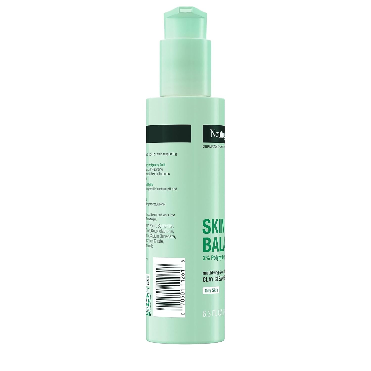 image:imageNeutrogena Skin Balancing Kaolin Clay Cleanser with 2 Polyhydroxy Acid PHA Mattifying amp Conditioning Face Wash for Oily Skin ParabenFree SoapFree SulfateFree 63 oz
