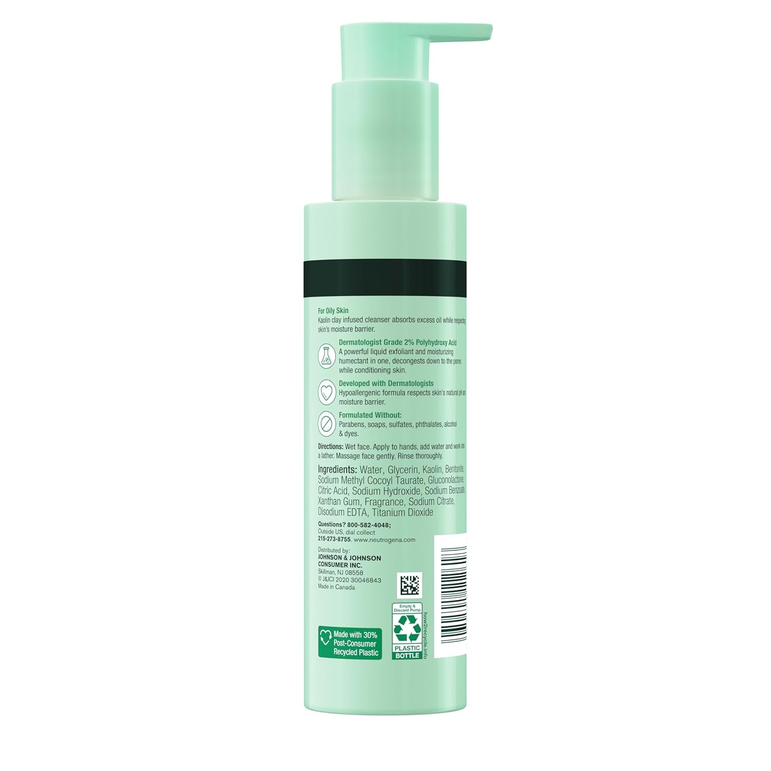 image:imageNeutrogena Skin Balancing Kaolin Clay Cleanser with 2 Polyhydroxy Acid PHA Mattifying amp Conditioning Face Wash for Oily Skin ParabenFree SoapFree SulfateFree 63 oz