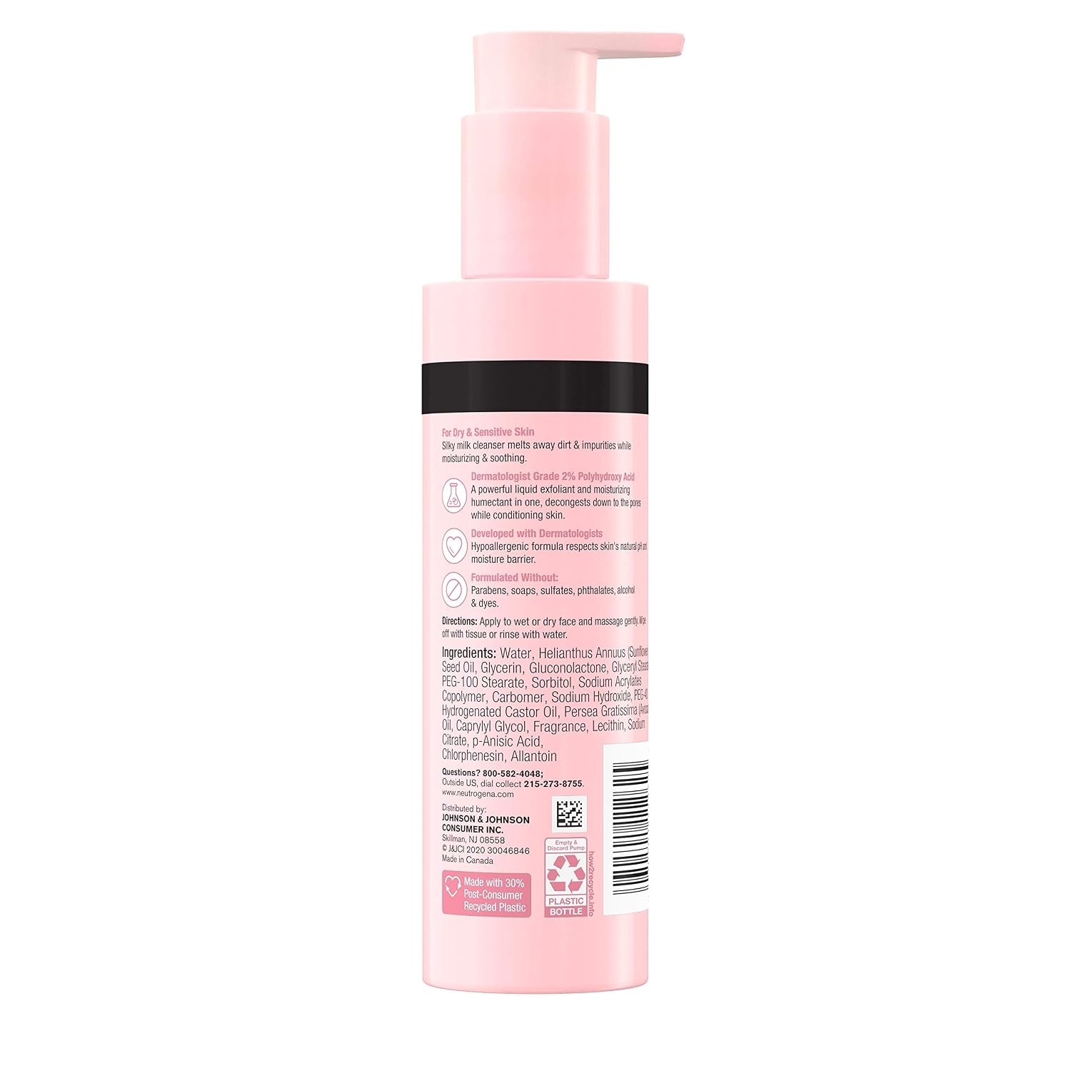 image:imageNeutrogena Skin Balancing Milky Cleanser with 2 Polyhydroxy Acid PHA Soothing amp Moisturizing Face Wash for Dry amp Sensitive Skin ParabenFree SoapFree SulfateFree 63 oz63 Fl Oz Pack of 1