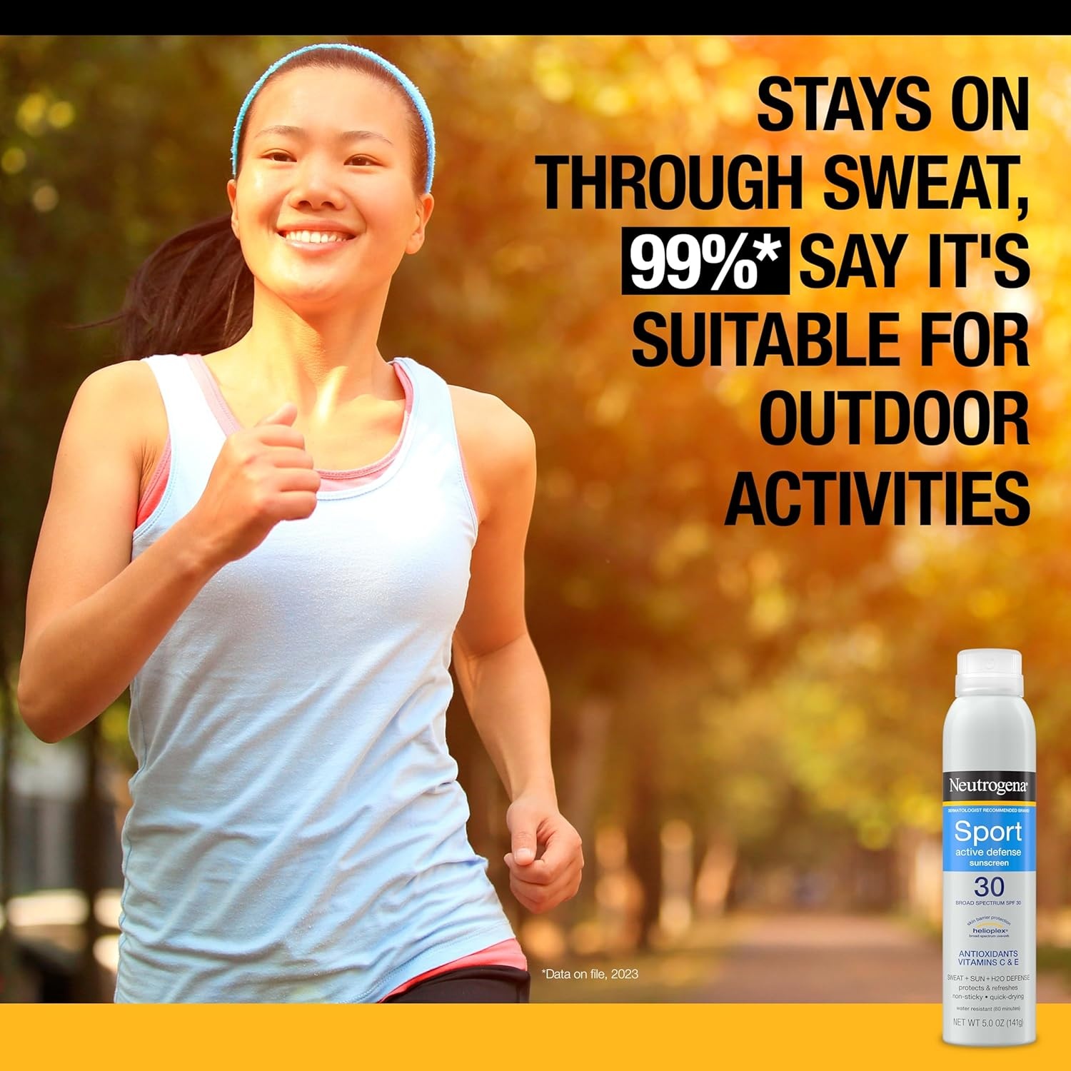 image:imageNeutrogena Sport Active Defense SPF 30 Sunscreen Spray Sweat amp Water Resistant Spray Sunscreen with Broad Spectrum UVAUVB Sun Protection for Sunburn Prevention OxybenzoneFree 50 oz