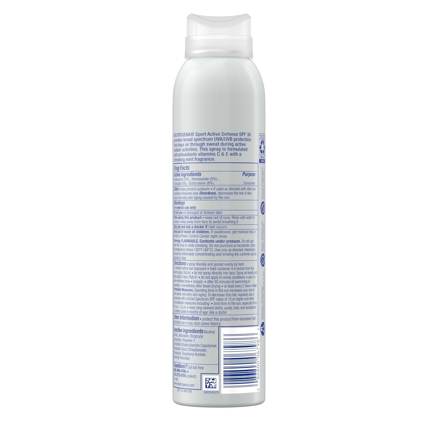 image:imageNeutrogena Sport Active Defense SPF 30 Sunscreen Spray Sweat amp Water Resistant Spray Sunscreen with Broad Spectrum UVAUVB Sun Protection for Sunburn Prevention OxybenzoneFree 50 oz