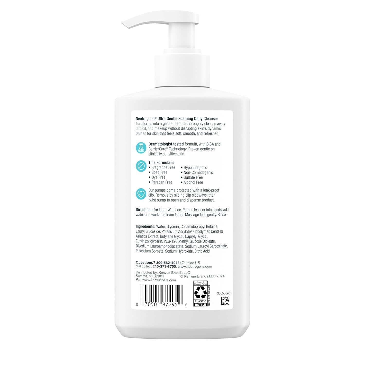 image:imageNeutrogena Ultra Gentle Foaming Facial Cleanser Daily Face Wash for Sensitive Skin Gently Removes Dirt Oil amp Makeup Without OverDrying FragranceFree 12 fl oz12 Fl Oz Pack of 1