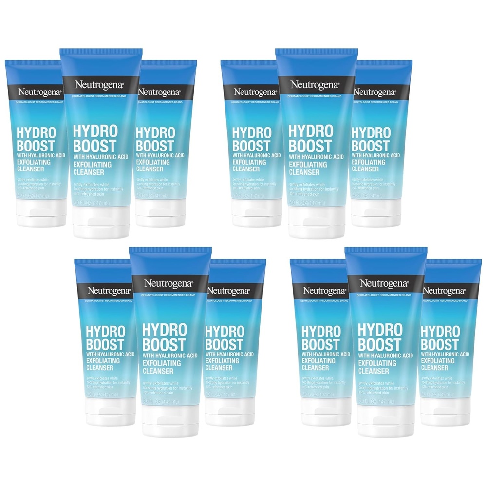 image:imageNeutrogena Hydro Boost Gentle Exfoliating Daily Facial Cleanser with Hyaluronic Acid Face Wash Clinically Proven to Increase Skins Hydration Level OilFree amp NonComedogenic 5 oz 3 Pack5 Ounce Pack of 12