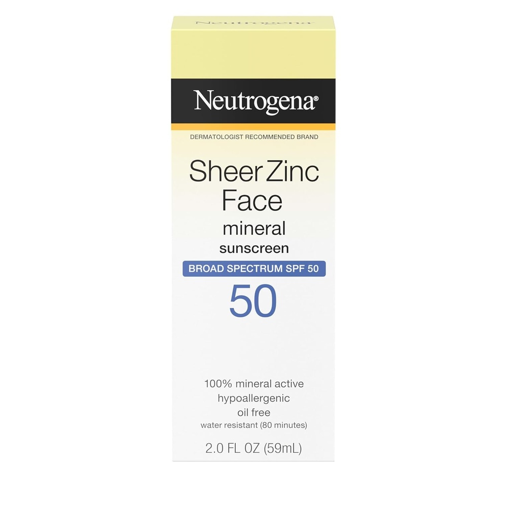 image:imageNeutrogena Mineral Sunscreen Sheer Zinc Oxide DryTouch Lotion Broad Spectrum Sunblock SPF 50 Water Resistant Sunscreen For Sensitive Skin 3 fl oz 3 Pack2 Fl Oz Pack of 1