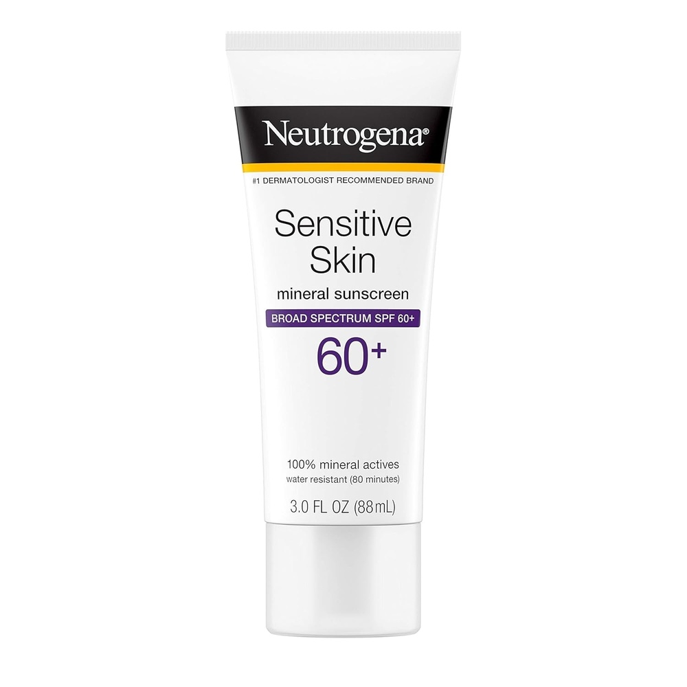image:imageNeutrogena Sensitive Skin Mineral Sunscreen Lotion with Broad Spectrum SPF 60 amp Zinc Oxide WaterResistant Hypoallergenic Fragrance amp OilFree Gentle Sunscreen Formula 3 fl oz