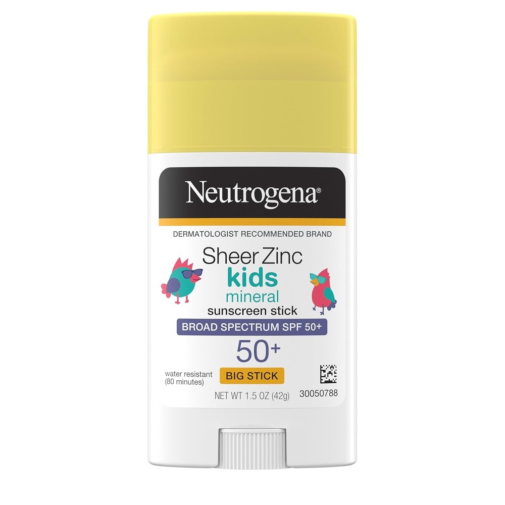 image:imageNeutrogena Sheer Zinc Oxide Kids Mineral Sunscreen Stick SPF 50 Plus UVAUVB Broad Spectrum Protection WaterResistant Sunscreen Stick Gentle on Sensitive Skin Dermatologist Recommended 15 ozNEUTROGENA SHEER ZINC