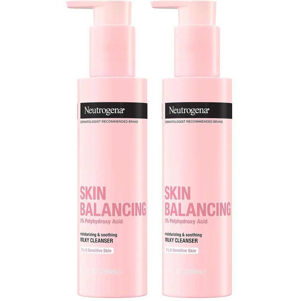 image:imageNeutrogena Skin Balancing Milky Cleanser with 2 Polyhydroxy Acid PHA Soothing amp Moisturizing Face Wash for Dry amp Sensitive Skin ParabenFree SoapFree SulfateFree 63 oz63 Fl Oz Pack of 2