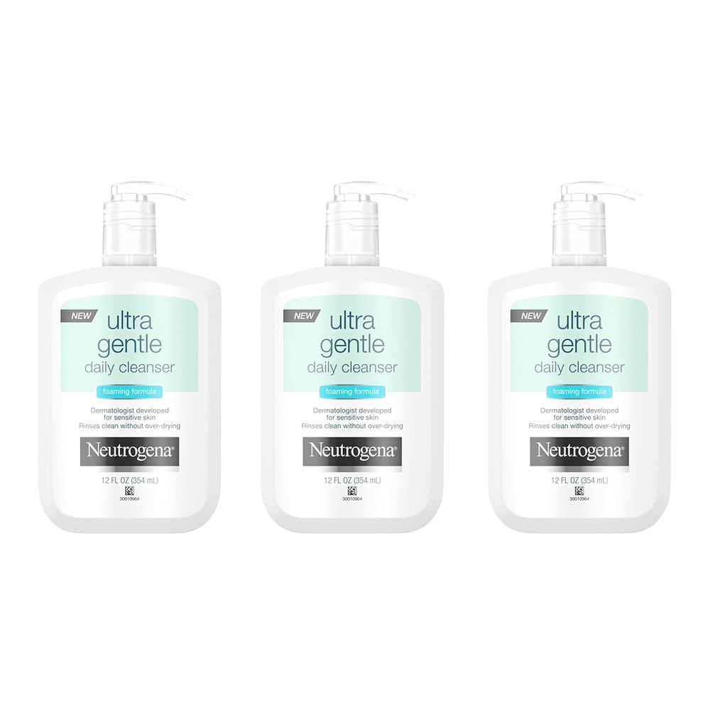 image:imageNeutrogena Ultra Gentle Daily Face Wash for Sensitive Skin OilFree SoapFree Hypoallergenic amp NonComedogenic Foaming Facial Cleanser 12 fl oz Pack of 3