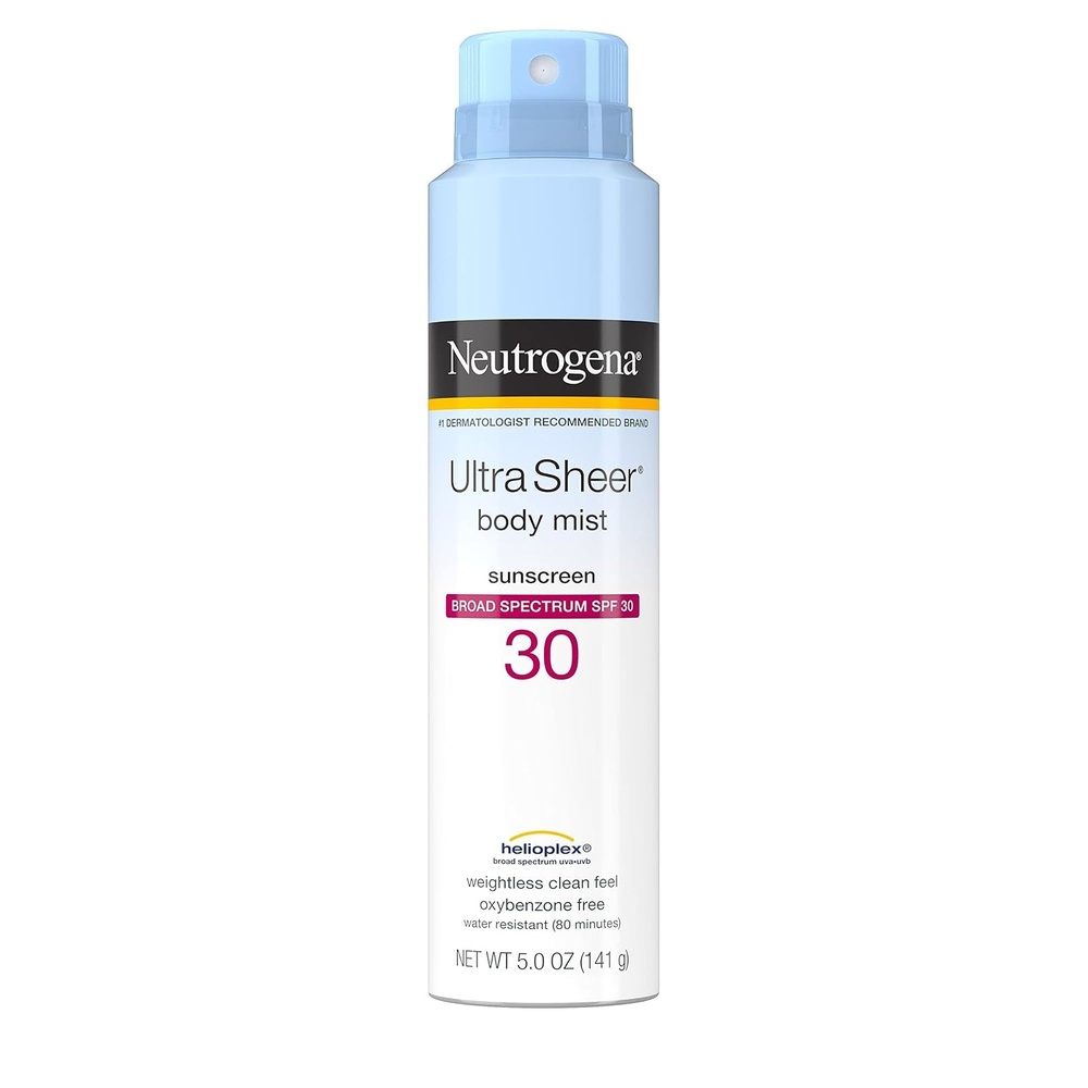image:imageNeutrogena Ultra Sheer Body Mist Sunscreen Spray Broad Spectrum SPF 45 Lightweight NonGreasy amp Water Resistant OilFree amp NonComedogenic UVAUVB Sunscreen Mist 5 oz 3 PackSPF 30