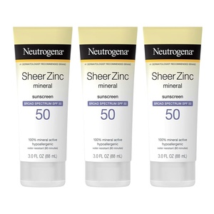 image:imageNeutrogena Mineral Sunscreen Sheer Zinc Oxide DryTouch Lotion Broad Spectrum Sunblock SPF 50 Water Resistant Sunscreen For Sensitive Skin 3 fl oz 3 Pack3 Fl Oz Pack of 3