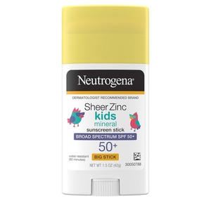 image:imageNeutrogena Sheer Zinc Oxide Kids Mineral Sunscreen Stick SPF 50 Plus UVAUVB Broad Spectrum Protection WaterResistant Sunscreen Stick Gentle on Sensitive Skin Dermatologist Recommended 15 ozNEUTROGENA SHEER ZINC