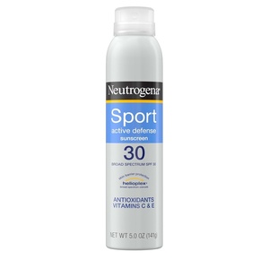 image:imageNeutrogena Sport Active Defense SPF 30 Sunscreen Spray Sweat amp Water Resistant Spray Sunscreen with Broad Spectrum UVAUVB Sun Protection for Sunburn Prevention OxybenzoneFree 50 oz
