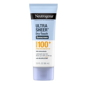 image:imageNeutrogena Ultra Sheer DryTouch Sunscreen Lotion Max 100 Broad Spectrum SPF 100 UVAUVB Protection Lightweight NonGreasy Sunscreen OxybenzoneFree Antioxidant Travel Size 3 fl oz